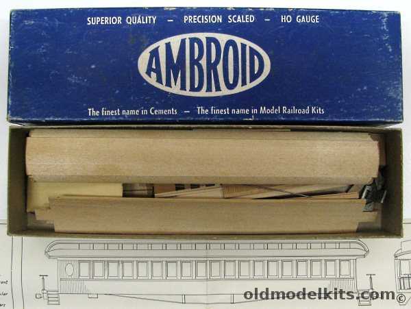 Ambroid 1/87 Open Platform Wooden 61' Passenger Coach - Boston and Maine - HO Craftsman Kit, K-5 plastic model kit